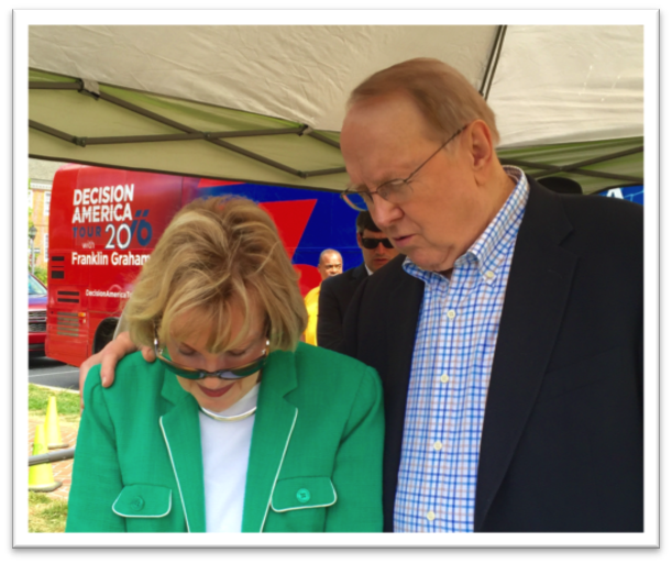 Dr. Dobson with Shirley Dobson and Franklin Graham