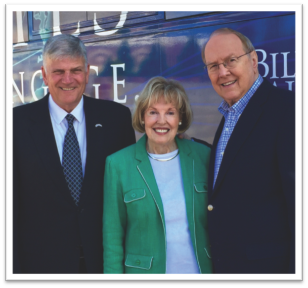 Dr. Dobson with Shirley Dobson and Franklin Graham